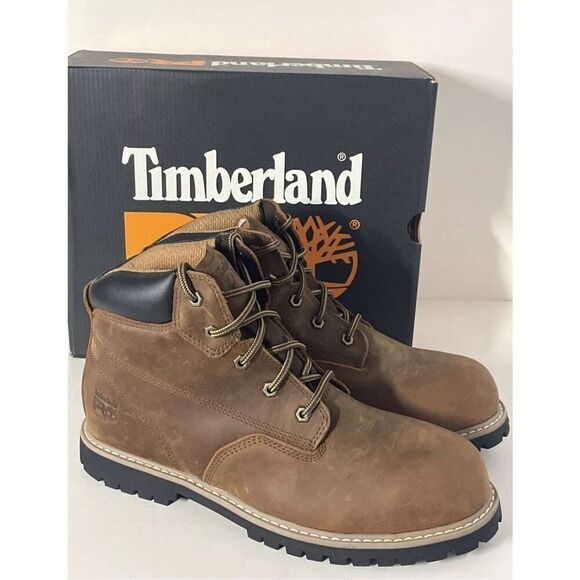 Timberland Pro Brown LEATHER 6 in. Gritstone Steel Toe‎ Work Boots Men 10 NWB - Picture 1 of 13